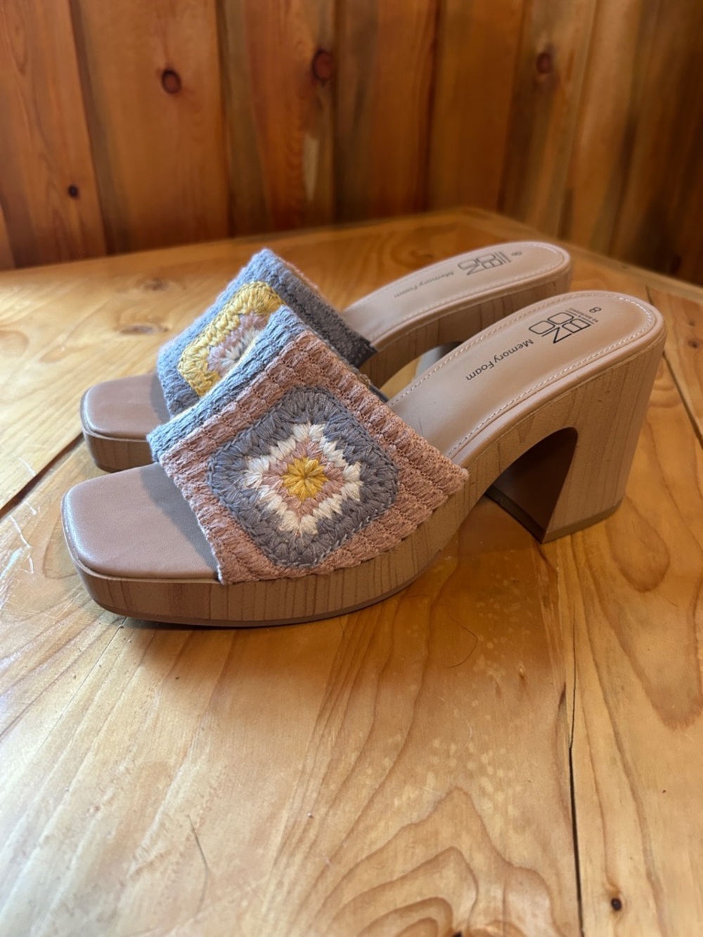 Crochet Square Toe Blocky Heel - 8